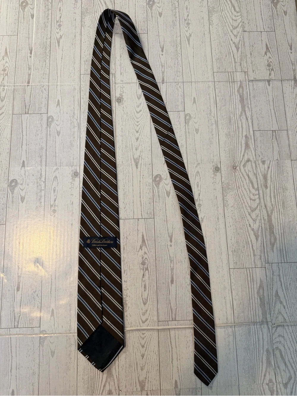 Brooks Brothers, Striped, Silk, Repp, Brown and Blue Necktie